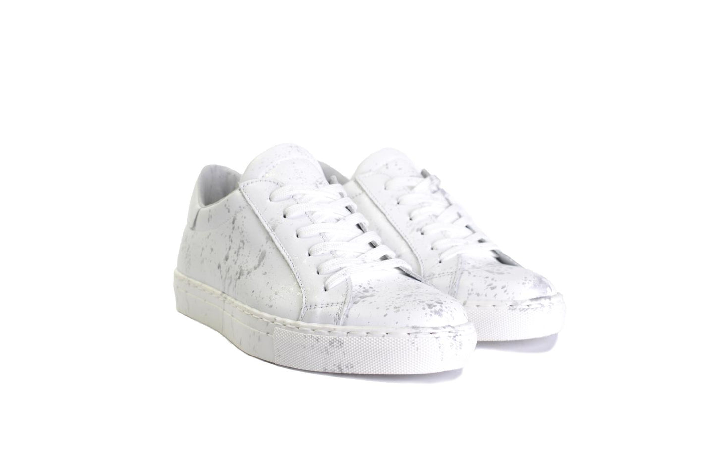 Sneakers in pelle con schizzi di pittura - 5230PV