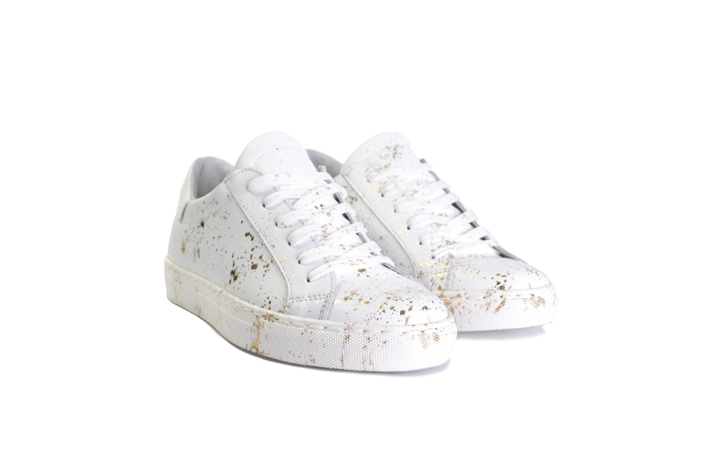 Sneakers in pelle con schizzi di pittura - 5230PV