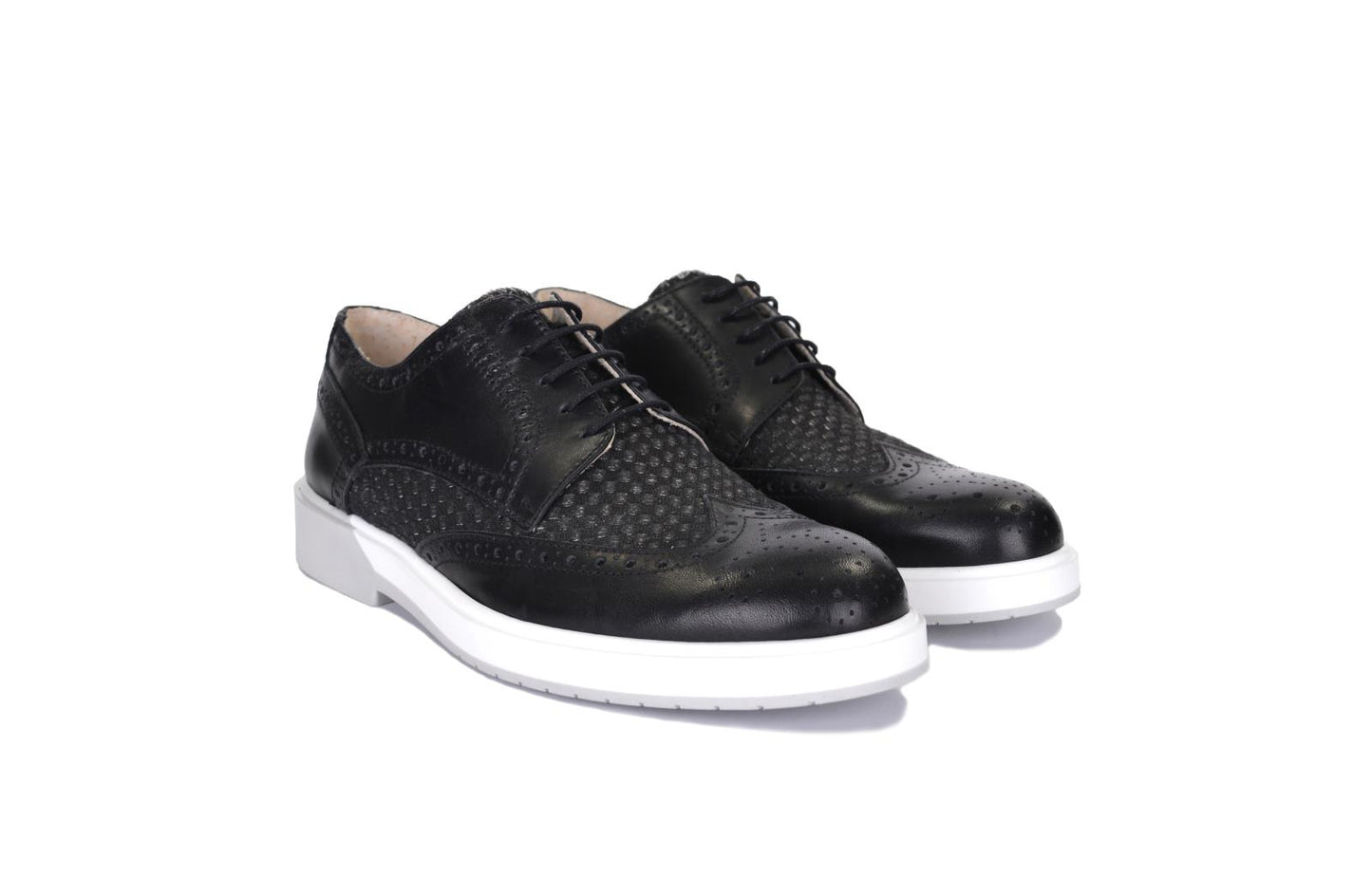 Derby in pelle e tessuto - S030