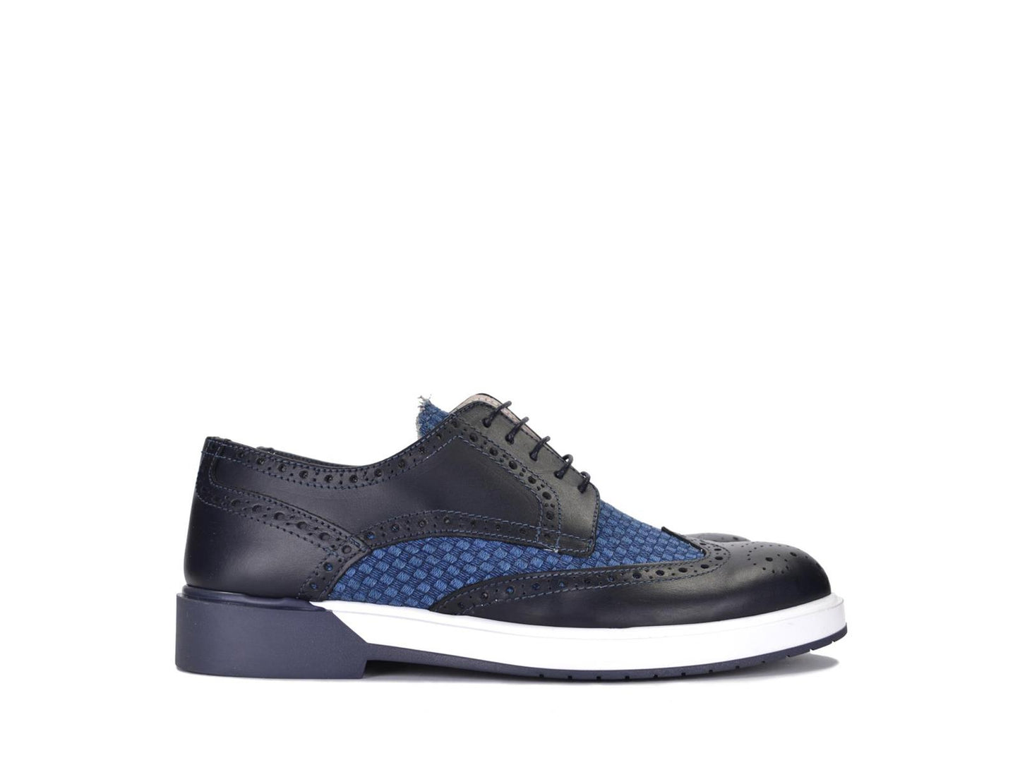 Derby in pelle e tessuto - S030