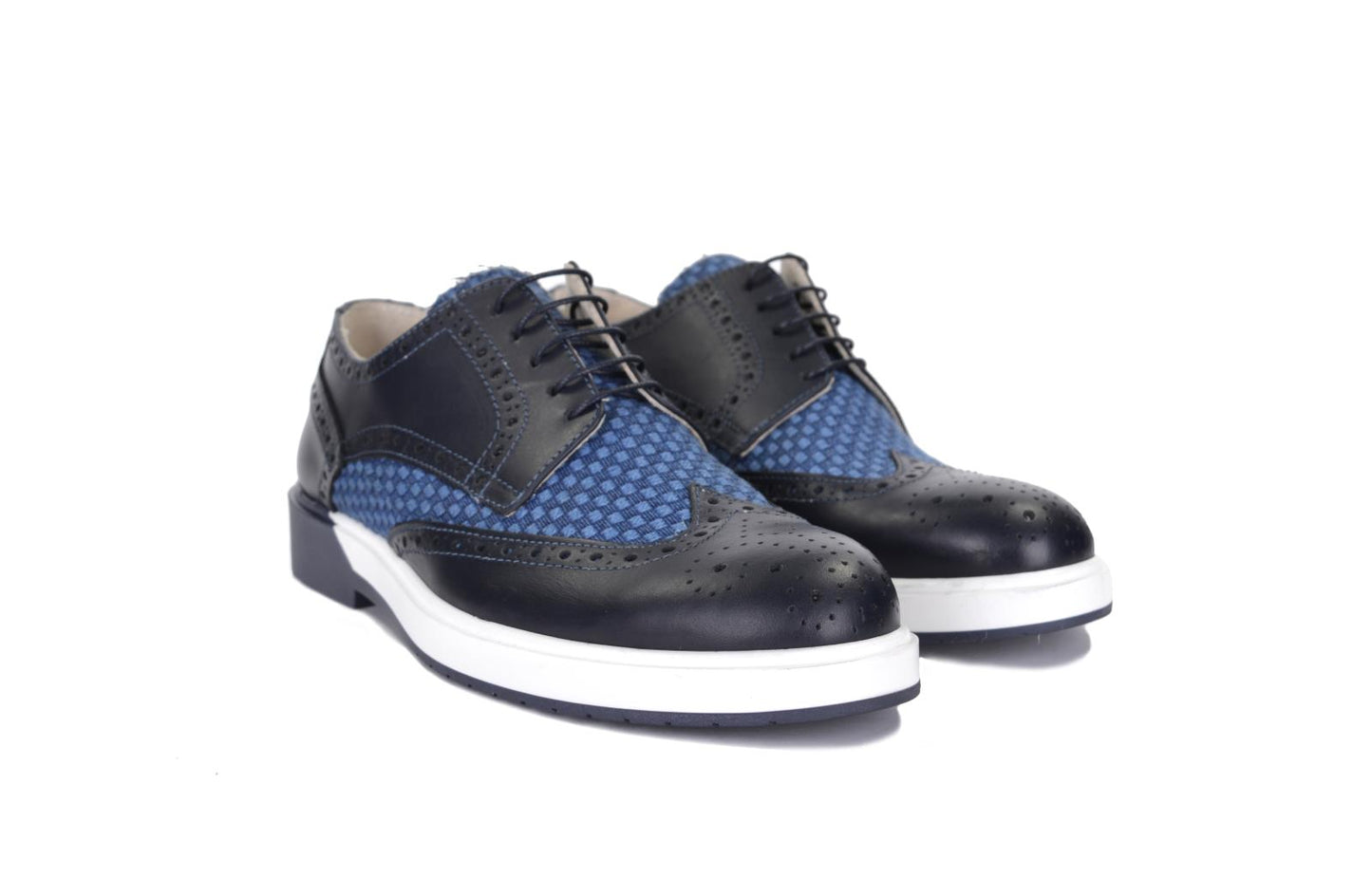 Derby in pelle e tessuto - S030