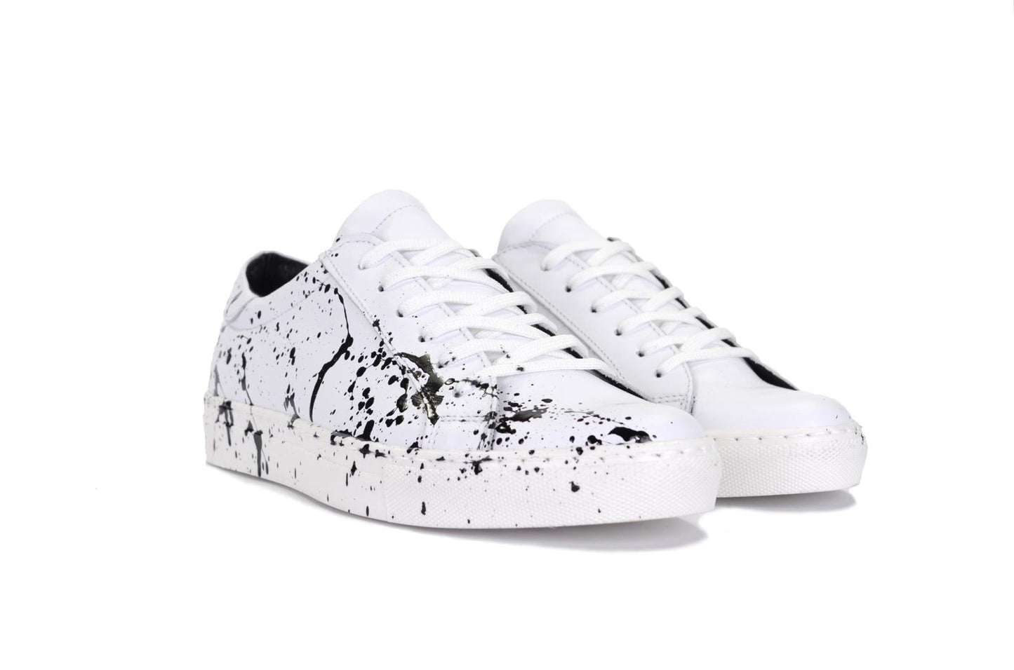 Sneakers in pelle con schizzi di pittura - 5230PV