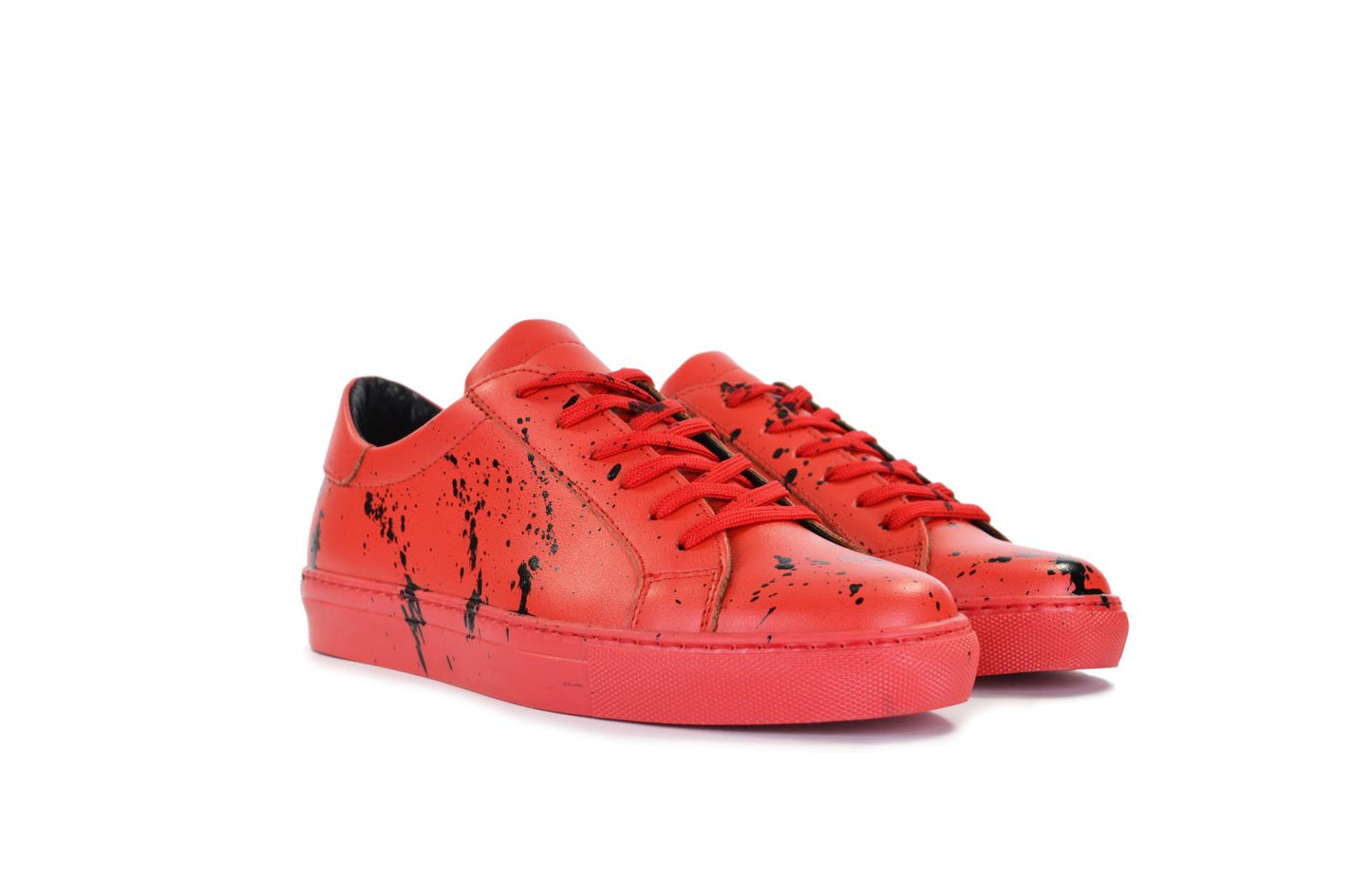 Sneakers in pelle con schizzi di pittura - 5230PV