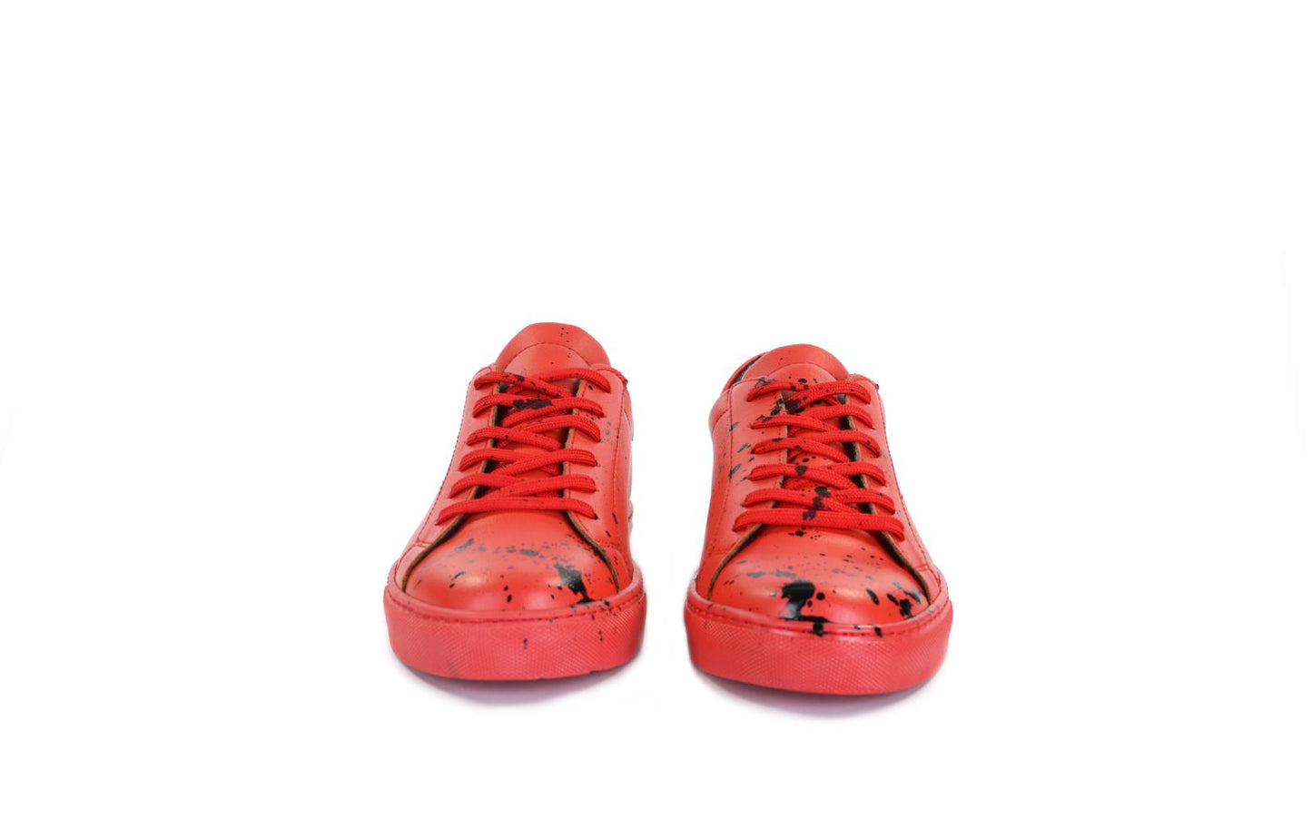 Sneakers in pelle con schizzi di pittura - 5230PV